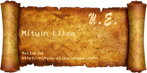 Mityin Eliza névjegykártya
